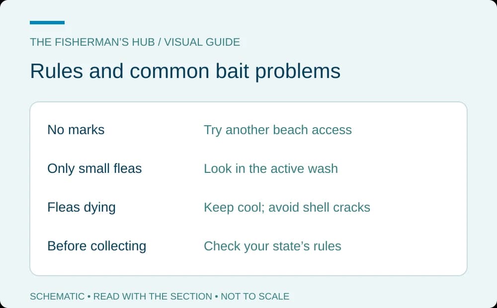 Checklist pairing missing marks, small fleas and dying bait with source-based fixes