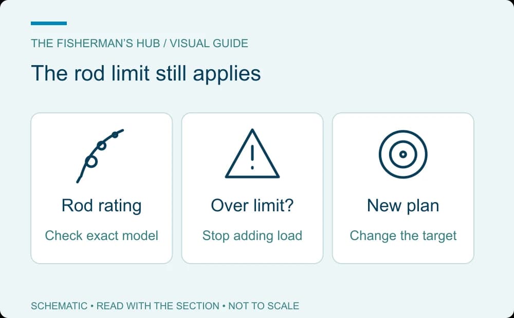 Decision sequence from checking the rod rating to stopping extra load and choosing another plan